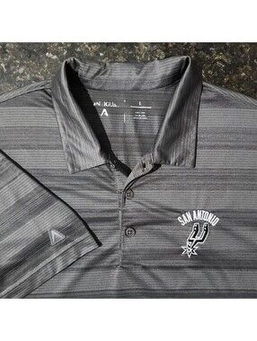 Antigua San Antonio Spurs Striped Performance Stretch Golf Polo Shirt Large
